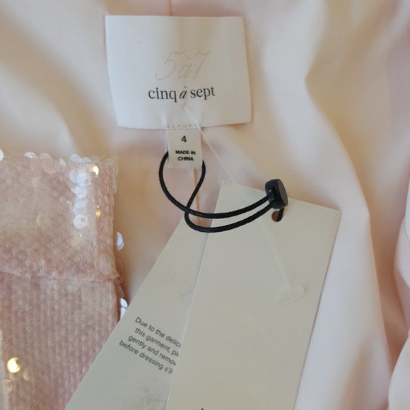 CINQ À SEPT! Ruthy Sequin Stripe Jacket and  Pants in Pink/ Travertine (SET) - Picture 7 of 17